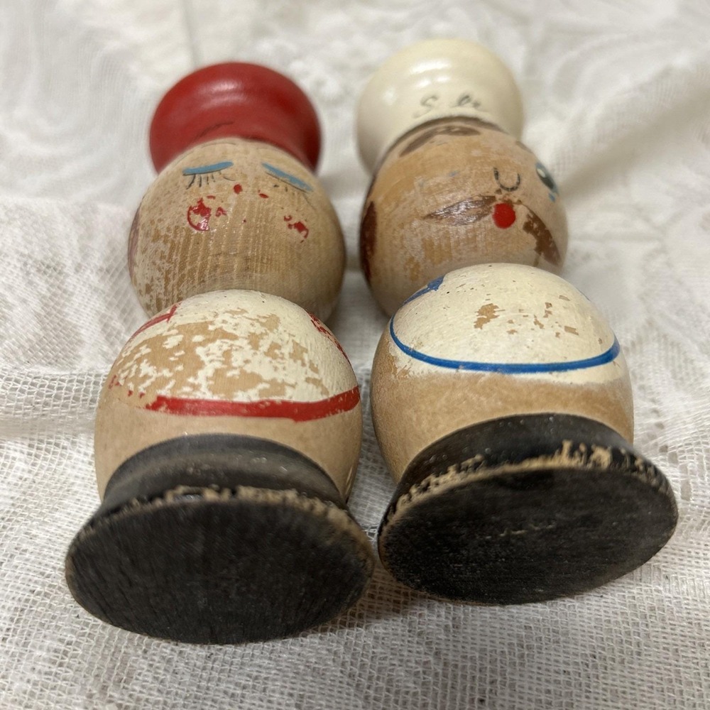 Vintage Painted Wood People Salt And Pepper Shakers Made In Japan - Picture 7 of 8